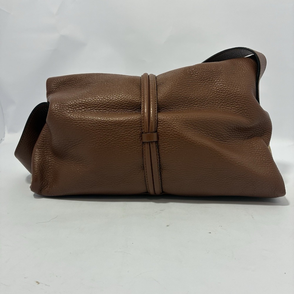 Burberry Leather Haymarket Check Horn Toggle Shoulder Bag Purse Brown Colorway - Picture 3 of 16